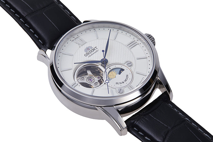 ORIENT RA-AS0011S Sun and Moon with Open Heart Classic Automatic Gents Leather Strap Watch