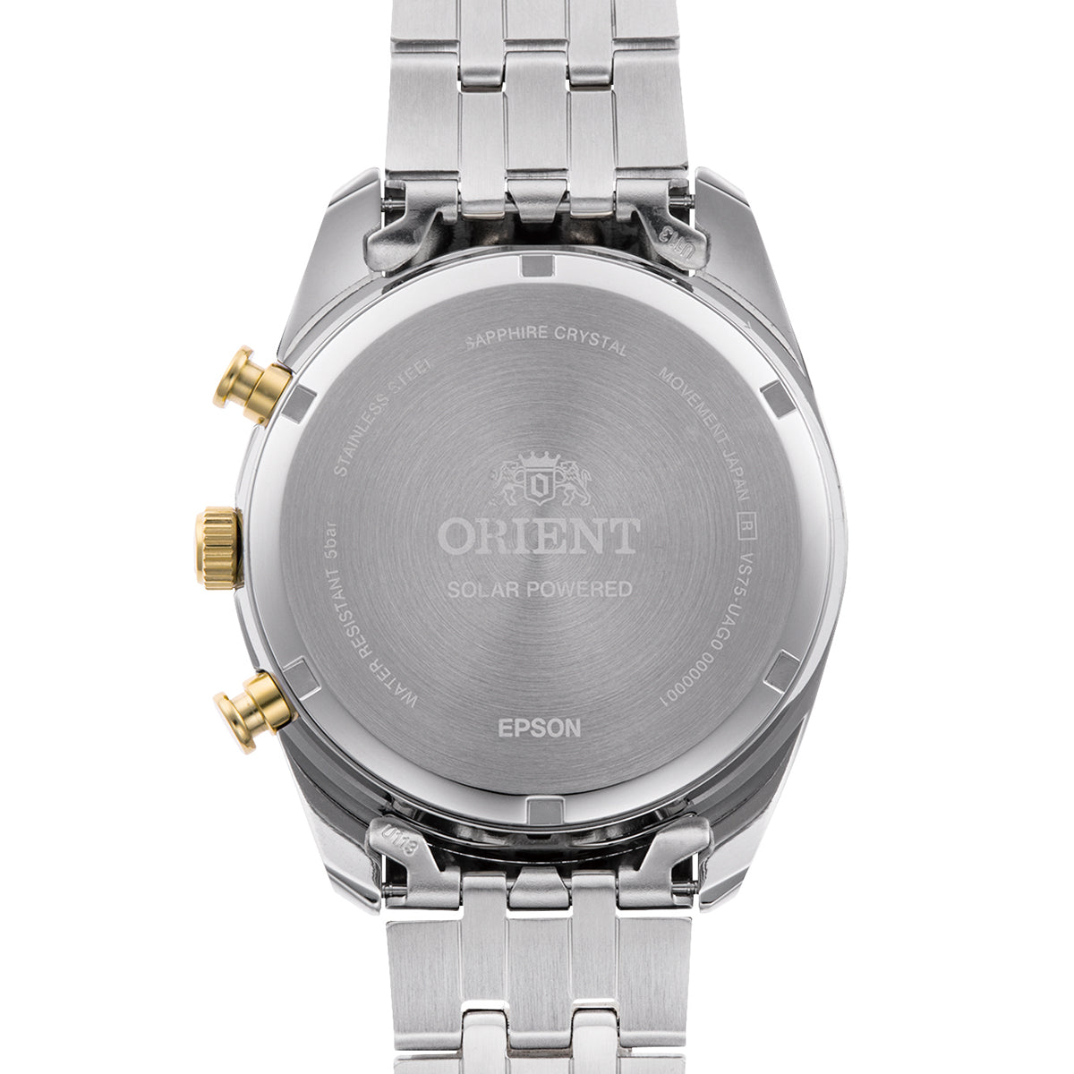 ORIENT RA-TX0302S10B Quartz Contemporary Watch Gents Solar Chrono 2 Tone 200 MTR