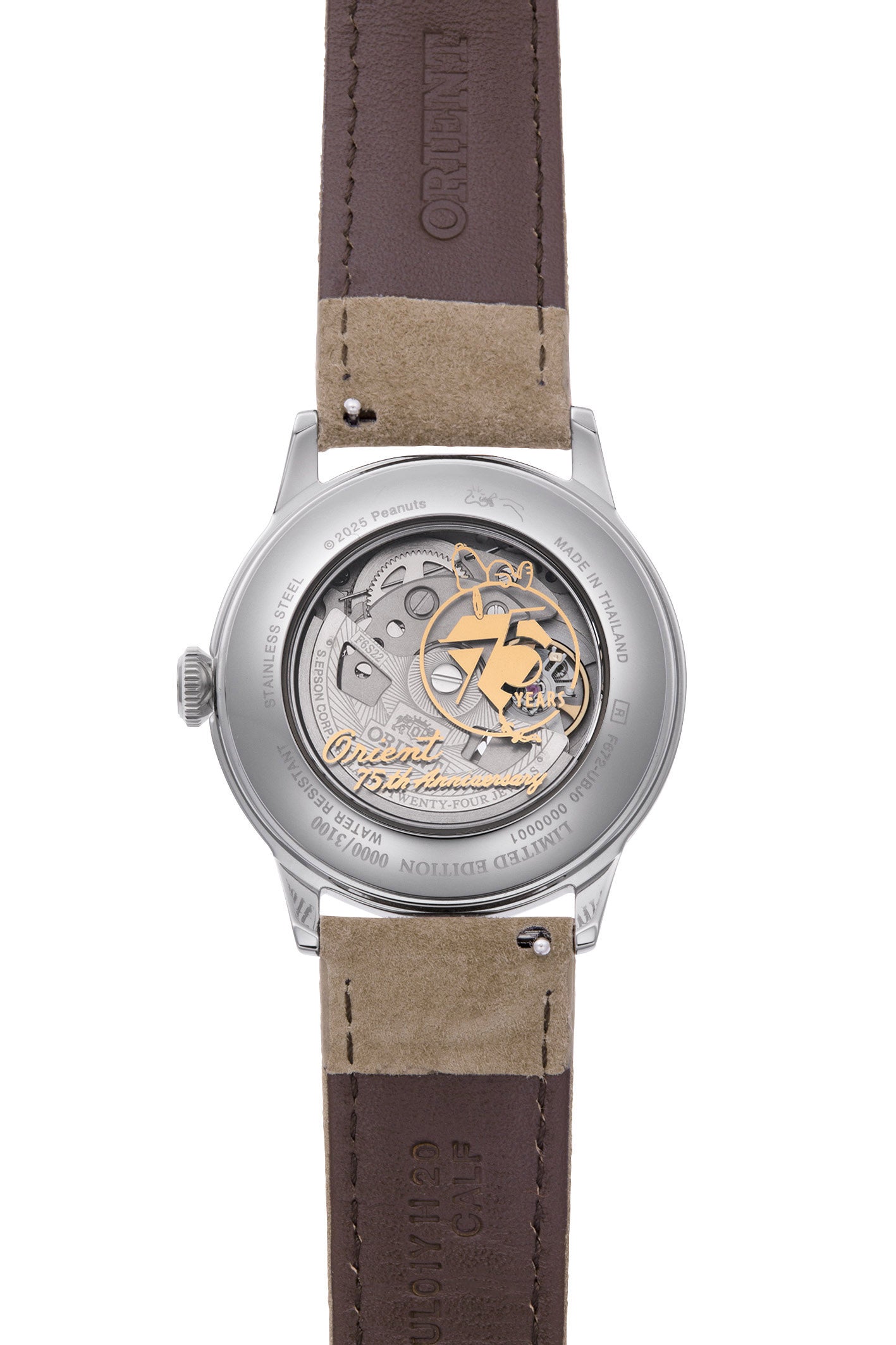 ORIENT RA-AC0M17G Mechanical Classic Peanuts™ Watch, Leather Strap - 38.4mm Limited