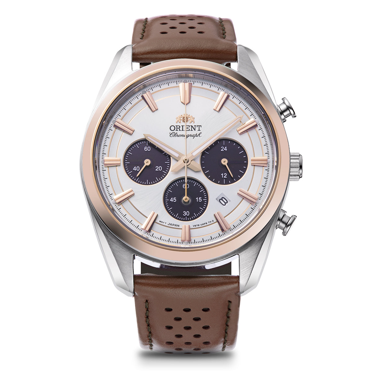 ORIENT RA-TX0306S10B Quartz Contemporary Watch, Leather Strap Gens Solar Chrono L,B 200MTR