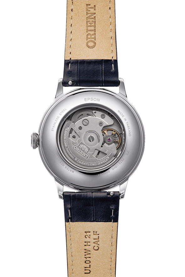 Orient Bambino RA-AC0036L Arabic Numerals Blue Dial Leather Strap Watch - 40.5mm