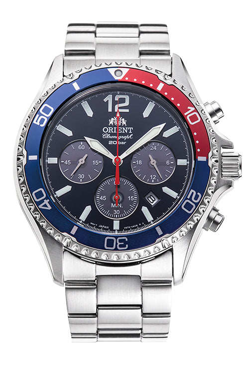 ORIENT RA-TX0201L Diver Mako Chronograph Solar Powered Quartz Sports Gents Metal Bracelet Strap Watch