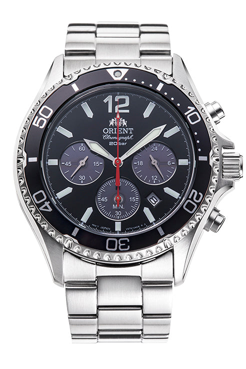 ORIENT RA-TX0202B Diver Mako Chronograph Solar Powered Quartz Sports Gents Metal Bracelet Strap Watch