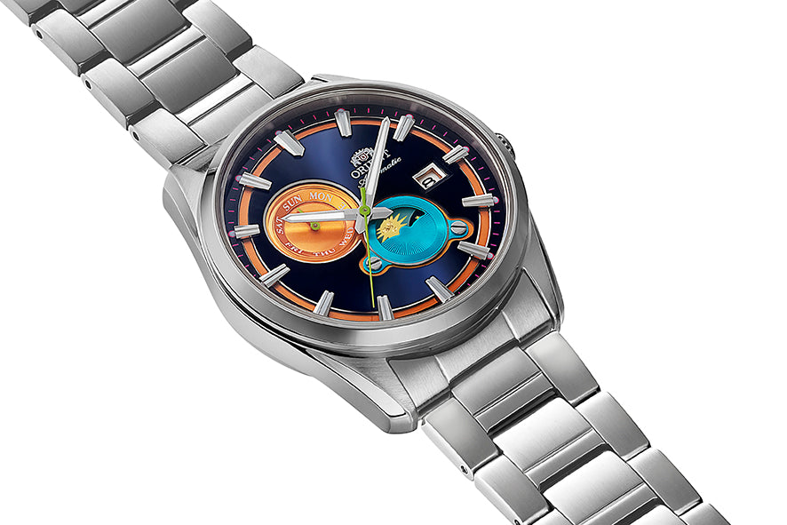 ORIENT RA-AK0316E Mechanical Contemporary Sun and Moon design, Metal Strap - 41.5mm