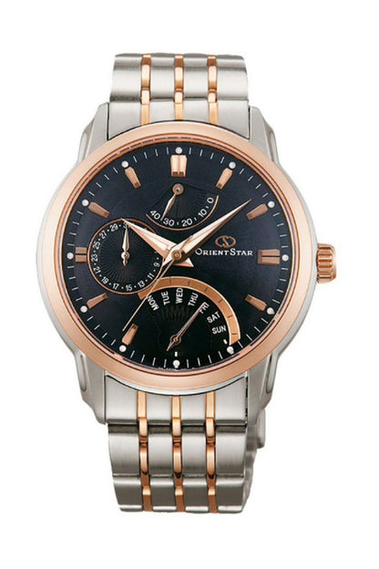 ORIENT STAR SDE00004 Dark Blue Dial Two Tone Rose Gold Silver Stainless Steel Bracelet Automatic Watch