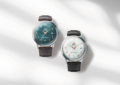 Orient Bambino RA-AC0035E Arabic Numerals Green Dial Leather Strap Watch - 40.5mm