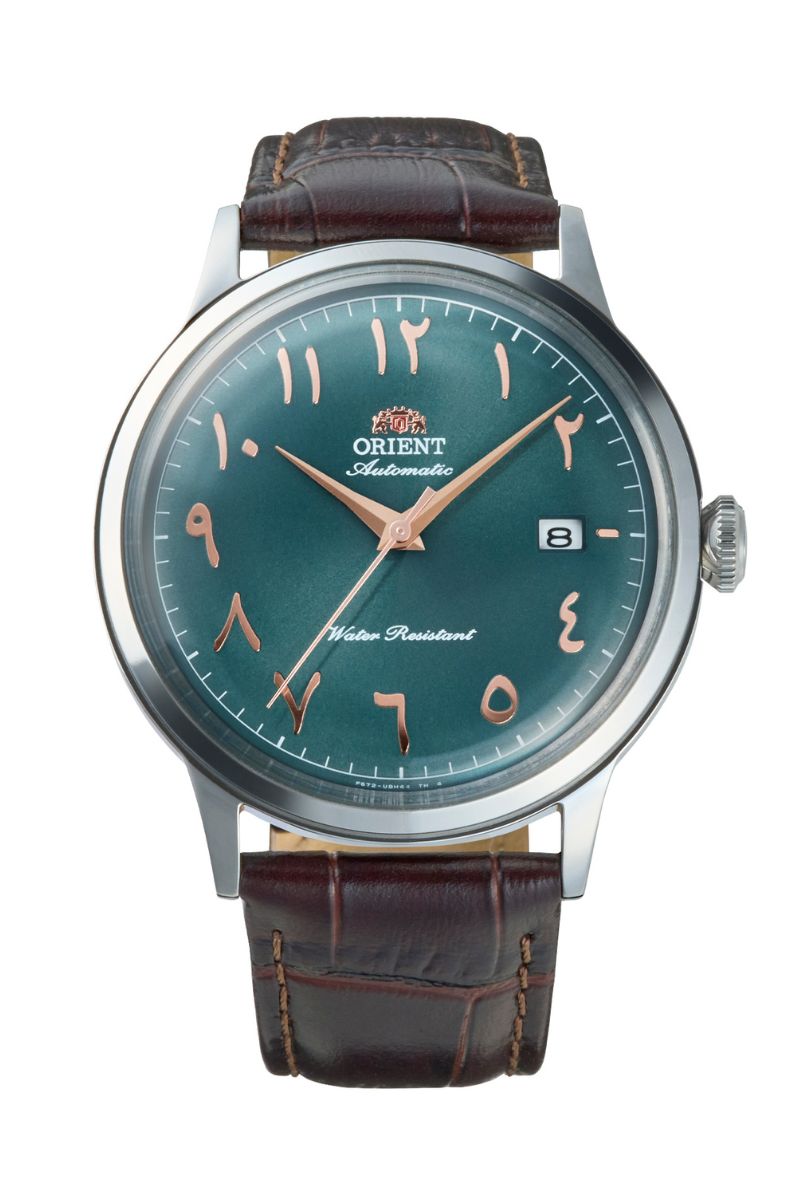 Orient Bambino RA-AC0035E Arabic Numerals Green Dial Leather Strap Watch - 40.5mm