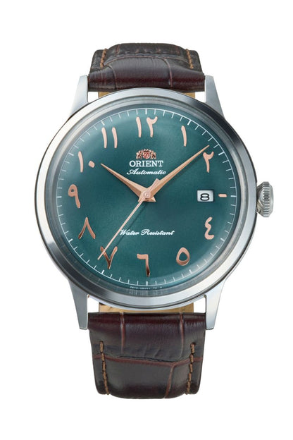 Orient Bambino RA-AC0035E Arabic Numerals Green Dial Leather Strap Watch - 40.5mm