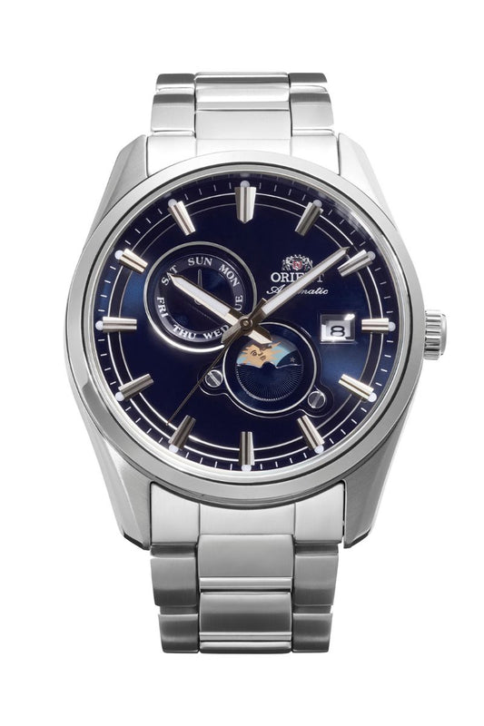 ORIENT RA-AK0315E Mechanical Contemporary Sun and Moon design, Metal Strap - 41.5mm