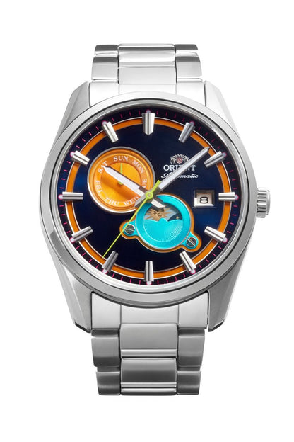 ORIENT RA-AK0316E Mechanical Contemporary Sun and Moon design, Metal Strap - 41.5mm